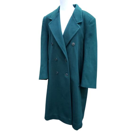 Vintage Forecaster Green Wool  Double Breasted Winter Trench Coat 13 /14 Petite - Picture 7 of 16